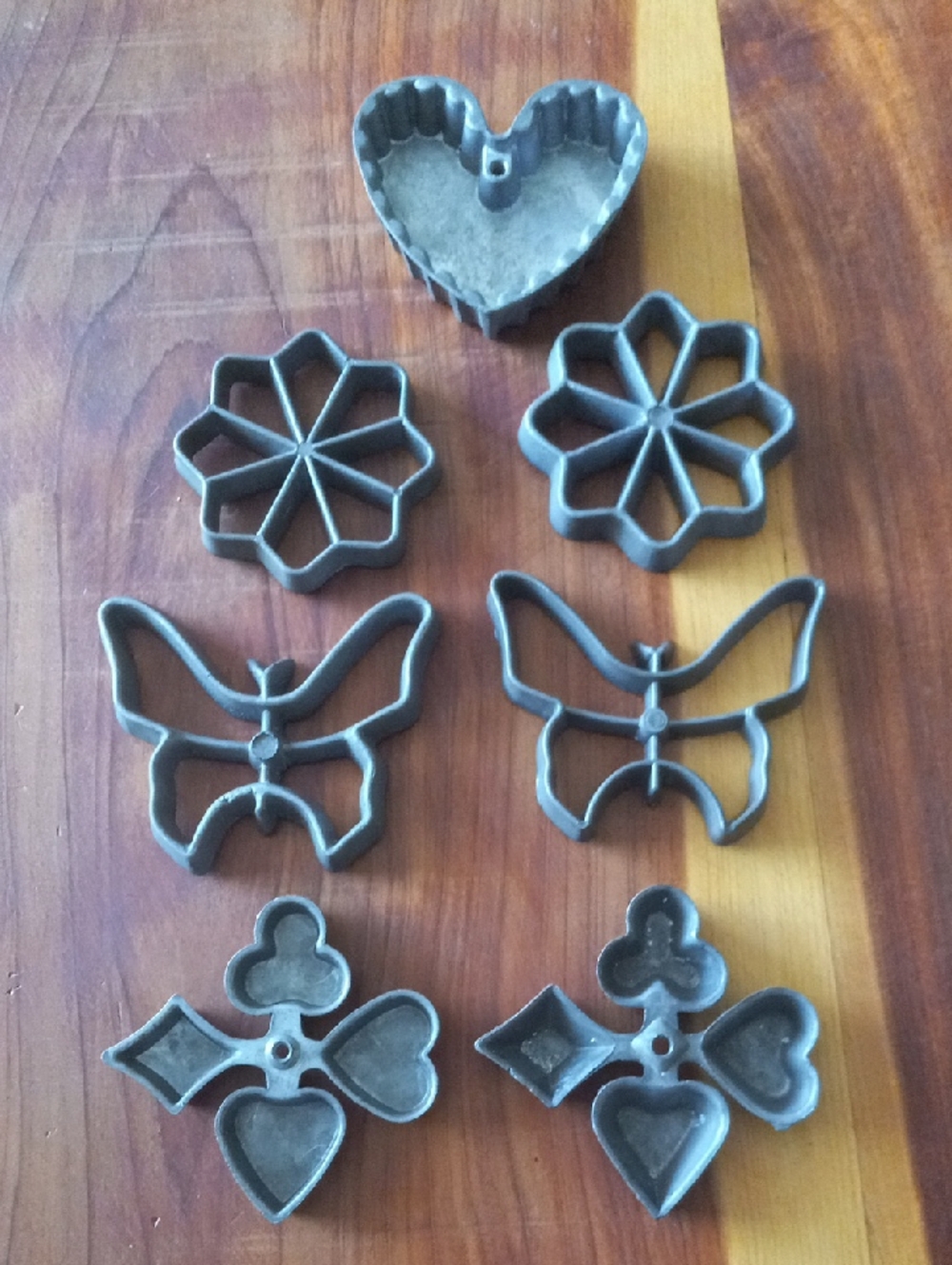 Vintage Rosette Iron Metal Cookie Molds -  Assorted Shapes (Gray)